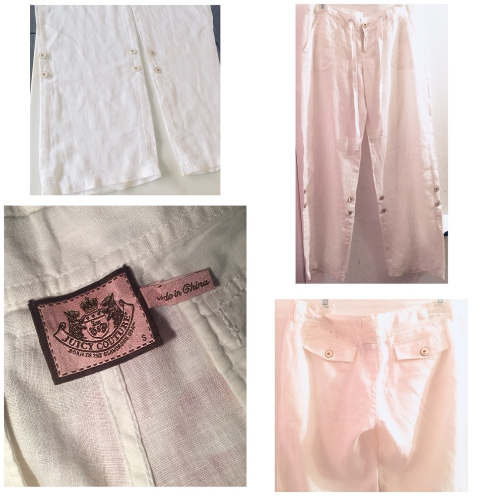 JUICY COUTURE CASUAL WHITE LINEN PANT SIZE S - Picture 6 of 8